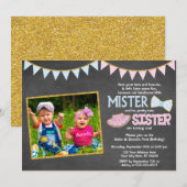 Twins Birthday Invitation | Mister en zuster Kaart (Voorkant / Achterkant)