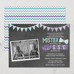 Twins Birthday Invitation   Tutus en Stropdassen Kaart