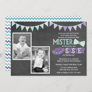 Twins Birthday Invitation   Tutus en Stropdassen Kaart