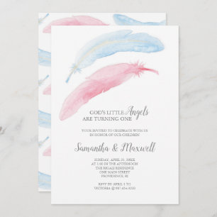Twins Birthday Little Angel Invitation Kaart