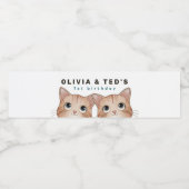 Twins Birthday party met mooie kittens Waterfles Etiket (Enkel label)