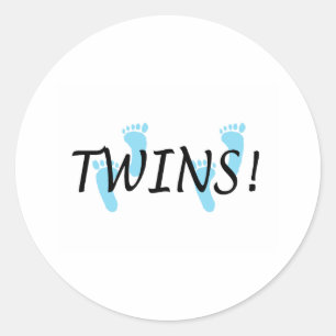 Twins (blauwe voetafdrukken) ronde sticker