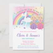 Twins Blondine Prinsessen en Eenhoorn Verjaardagsf Kaart (Voorkant)