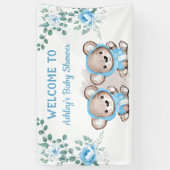 Twins Blue Beer Floral Custom Baby shower Spandoek (Verticaal)