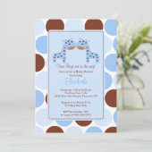 Twins Blue Giraffe Multiple Baby shower Invitation Kaart (Staand voorkant)