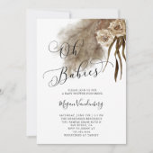 TWINS Boho Pampas Baby shower en herbe Invitation (Devant)