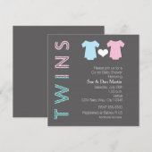 TWINS Boy and Girl Baby shower Invitation moderne (Devant / Derrière)