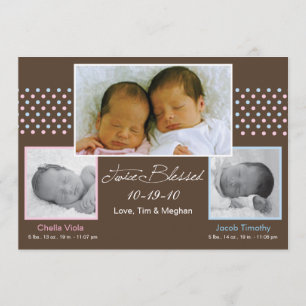 Twins Boy and Girl Faire-part de naissance