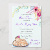 Twins Boy and Girl QR Code Baby shower Invitation (Devant)