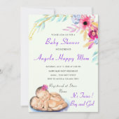 Twins Boy and Girl Stork Baby shower Invitation (Devant)