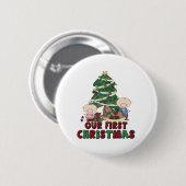 Twins Boy & Girl eerste Kerstmis Ronde Button 5,7 Cm (Voorkant /achterkant)