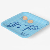 Twins Boys Baby shower Party Blauw. Papieren Bordje (Gebogen)