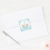 Twins Boys Baby shower Vierkante Sticker (Envelop)