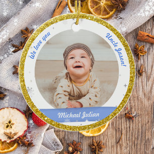 Twins Boys Foto's oom Cute First Kerstman Baby Keramisch Ornament