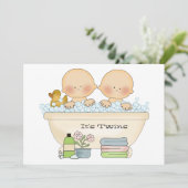 Twins Bubble Bath Baby shower Invitation Kaart (Staand voorkant)