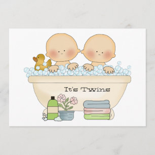 Twins Bubble Bath Baby shower Invitation Kaart