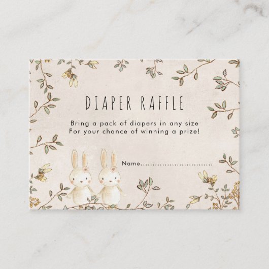 twins bunny floral Diaper Raffle carte de boîtier (Devant)