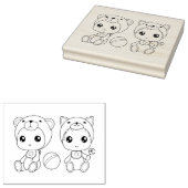 Twins Cat Beer Baby Jumpsuit Kleurplaat Rubberstempel (Gestempeld)