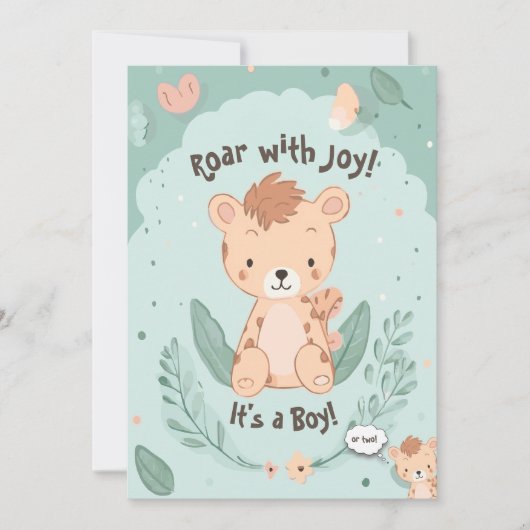 Twins C'est un garçon ! | Invitation Baby shower a (Devant)