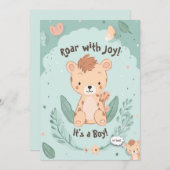 Twins C'est un garçon ! | Invitation Baby shower a (Devant / Derrière)