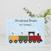 Twins (Chiots) Invitations de fête d'anniversaire (Debout devant)