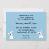 Twins (Chiots) Invitations de fête d'anniversaire (Dos)