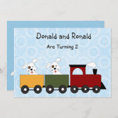 Twins (Chiots) Invitations de fête d'anniversaire (Devant / Derrière)