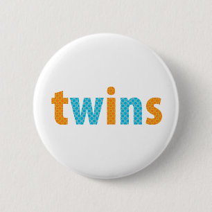 TWINS COLLECTIE - jongens {sinaasappel + aqua} Ronde Button 5,7 Cm