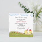 Twins Couple Baby shower Invitation Baby Chicks (Debout devant)