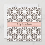 Twins Damask Baby Faire-part rose et Brown (Dos)