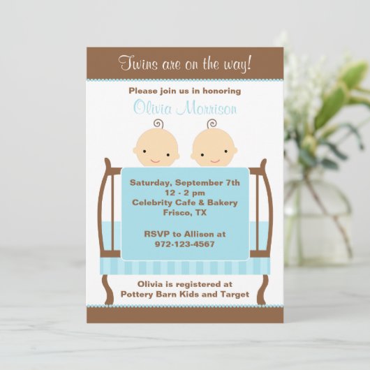 Twins dans Blue Crib Invitations (Debout devant)
