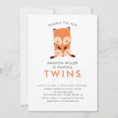 Twins Double le Fun Fox Baby Shower Invitations (Devant)