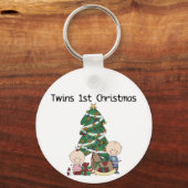 Twins Eerste Kerst Tshirts en Cadeaus Sleutelhanger (Voorkant)