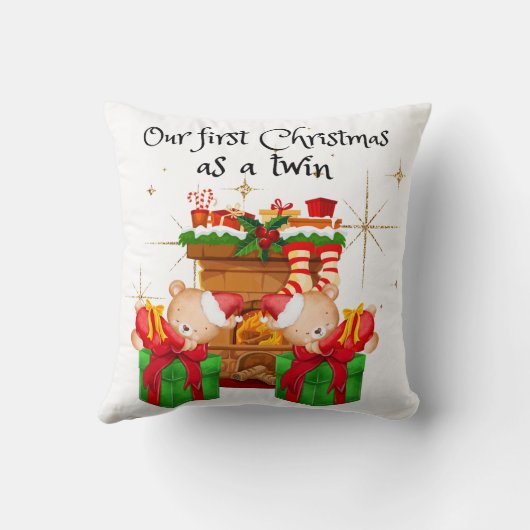 Twins eerste kerstkussen kussen (Achterkant)