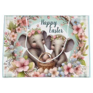 Twins eerste paasfeest twee Baby olifanten Groot Cadeauzakje