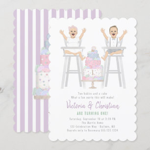 Twins Eerste Verjaardag Smash Cake Kaart