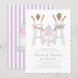 Twins Eerste Verjaardag Smash Cake Kaart