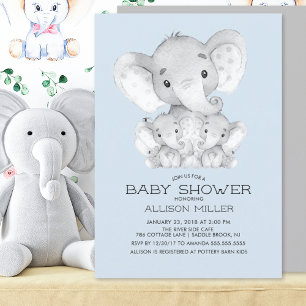 TWINS Elephant baby shower Invitation Kaart