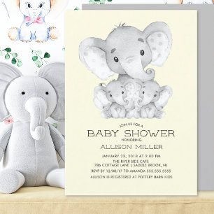 TWINS Elephant Neutraal Baby shower Kaart