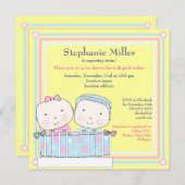 Twins en Crib, Girl and Boy Baby shower Invitation (Devant / Derrière)