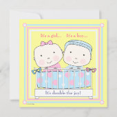 Twins en Crib, Girl and Boy Baby shower Invitation (Dos)