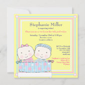 Twins en Crib, Girl and Boy Baby shower Invitation (Devant)