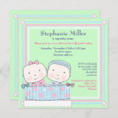 Twins en Crib, Girl and Boy Baby shower Invitation (Devant / Derrière)