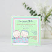 Twins en Crib, Girl and Boy Baby shower Invitation (Debout devant)