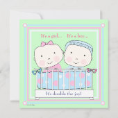Twins en Crib, Girl and Boy Baby shower Invitation (Dos)