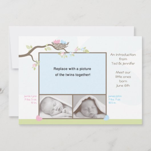 Twins Faire-part de naissance - Baby Boy & Girl (Devant)