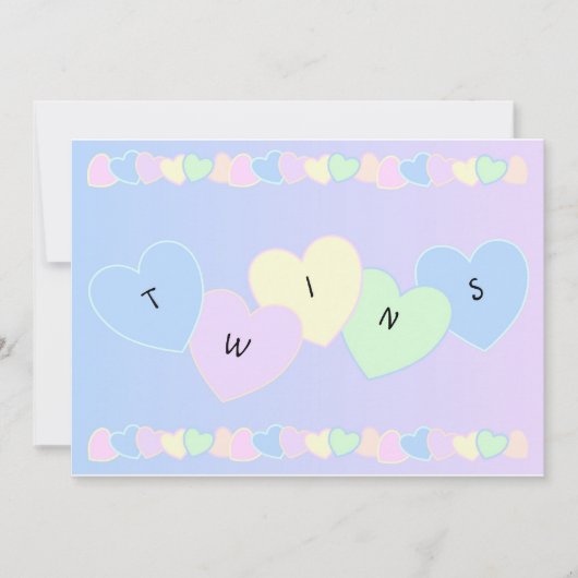 Twins Faire-part de naissance Hearts (Devant)