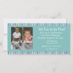 Twins First Birthday Party Invitation