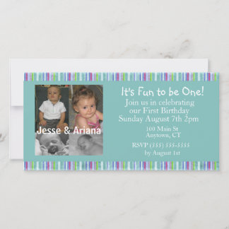 Twins First Birthday Party Invitation