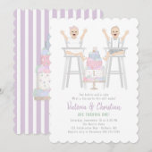 Twins First Birthday Smash Cake Kaart (Voorkant / Achterkant)